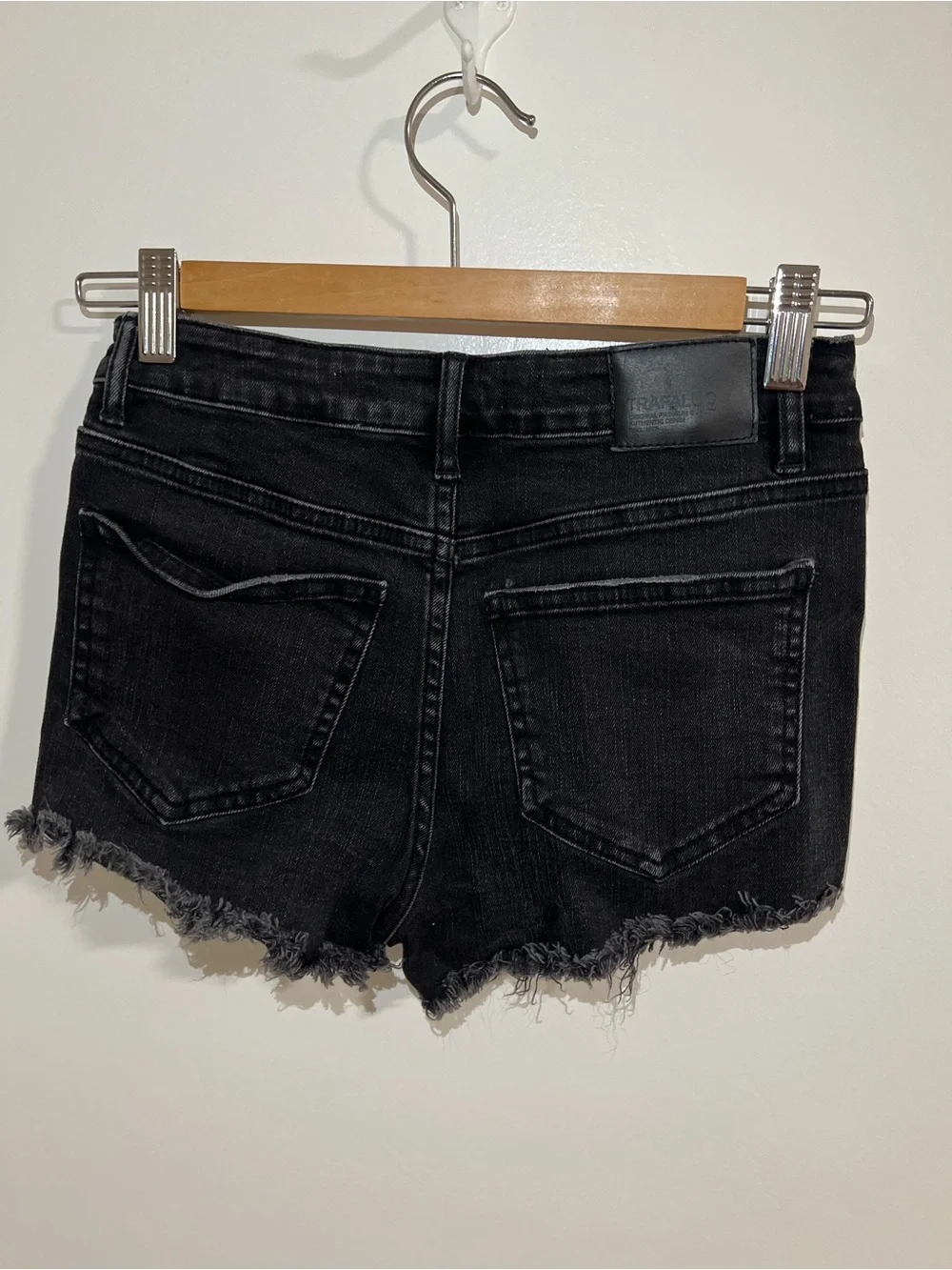 Zara Black Denim Shorts with Red Side Stripes